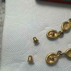 VTG Erwin Pearl Matte Gold Dangle Pierced Earrings Signed – Nice