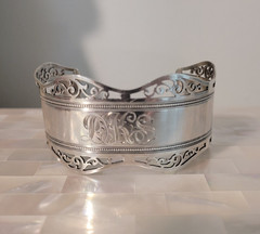Antique 1898 M&C Edinburgh Sterling Silver Hallmarked Cuff Bracelet 26.8 gr