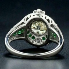 Vintage Art Deco Style Lab Created Diamond Wedding 14K White Gold Finish Ring