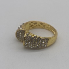 Gold Tone White Stone Ring Size 10