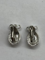 Joan Rivers Silver Tone Egg Drop Bow Post Earrings, Signed M994