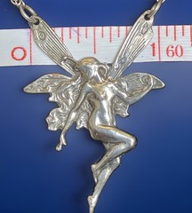 Vintage Sterling Silver Winged Fairy Pendant Necklace 16″ Fairytale Jewelry