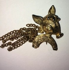 Antique Gold Tone Deer Fawn Pins