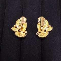 Swarovski Swan Gold Tone Lavender Yellow Pink Crystal Earrings Clip-On