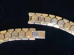 Vintage 1940s Crown Trifari Alfred Philippe Honeycomb Hex 14.5″ Choker Necklace