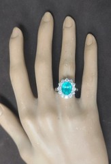Vintage 18K White Gold Engagement Ring 4.02ct. Neon Blue Tourmaline Oval Shape
