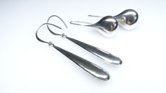 Sterling 2prs Long Silver Pierced Earrings Lot