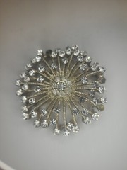Vintage Brooch Silvertone Width 2″ 1 missing piece see pic