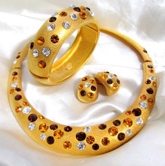 VTG RUNWAY LUXE JACKIE COLLINS GP SWAROVSKI CRYSTAL NECKLACE BRACELET EARRINGS