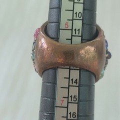 Vintage Multicolor Rhinestone Dome Statement Ring Gold Tone Size 6
