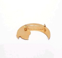 Vintage Cloissone Enamel Cat Sitting on Moon Pin Brooch SEE DESCRIPTION