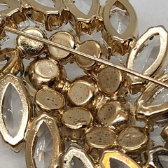 2.5″ Vintage Clear Navettes and AB Rhinestone Brooch Floral
