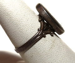 Vintage Oval Abalone Sterling Silver Engraved Band Ring 3.1 Gram Size 6.5
