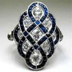 Vintage Style Lab-Created Sapphire Diamond Wedding Ring 14k White Gold Finish