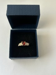 Vintage Red Cubic Zirconia Ring Gold Plated Womens Size 8.5