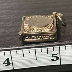 Antique 9.18g Victorian Etruscan Rare Slide Open Locket Pendant Etched Gold Fill