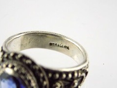 Vintage Sterling Silver Oval Cut Sapphire Ring 925 Size 6 Weighs 5.7g Dot Trim
