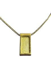 Vintage Avon Goldtone Rectangle Pendant Necklace Spring Ring Clasp 16 – 19 inch