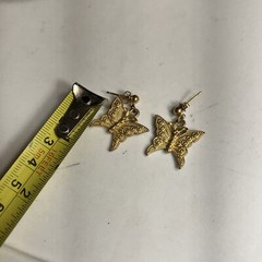 Vintage Butterfly Earrings GoldTone Dangle Unbranded Pre-owned