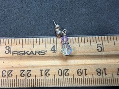 1.48g Vintage Sterling Silver 925 Drop Earrings Faceted Bead Dangle Design M