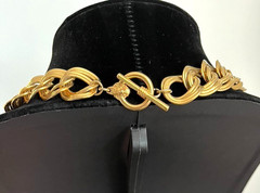 ANNE KLEIN Signed GOLD TONE DOUBLE-LINK CHAIN 15″ STATEMENT CHOKER NECKLACE!
