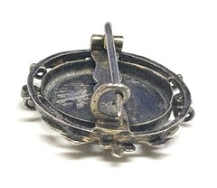 K17 1880-1920 ANTIQUE BROOCH Silver 835 Sapphire & Garnet 27 mm 1.1 Inches WW1