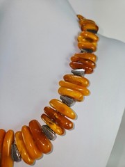 Butterscotch and Egg Yolk Amber and Sterling Silver Collar Necklace