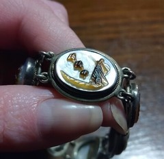 Roman ‘Days Of The Week’ Carved Shell Cameo Bracelet 800 Silver See Pics/Desc