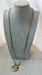 WHBM GOLD yellow y2k 1990s 2000s long Necklace Unique Stones Rhinestones chain