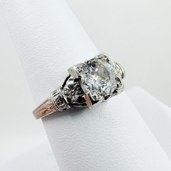 Antique 18k White Gold 0.65ct BELAIS Old European Cut Diamond Engagement Ring