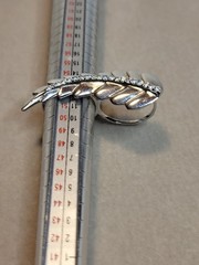 Vtg 925 Double Finger Leaf Ring CZ Accents Size 7 And Size 6 Sterling Silver