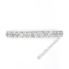 Vintage 14k White Gold 0.60ctw Round Pave Diamond w/ Milgrain Eternity Band Ring