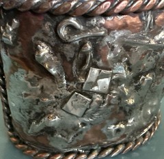 Vtg unsigned Mid Century Modernist Brutalist Silver Copper Cuff Bracelet