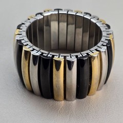 Vintage Stretch Bracelet Silver Gold Black Tone Expandable Link Bracelet