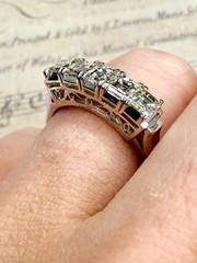 Vintage Art Deco 1.03 CTW Carré Cut Diamond Ring Platinum PT900