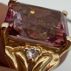 Vtg Solid 14k Yellow Gold Over 6 Carat Pink Topaz Ring Designer John C Rinker
