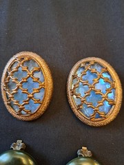 Vintage Lot. 14 Pairs CLIP-ON/Screw Back Blue/Green/Gold Tone Earrings Lot J6