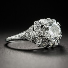 1.35 Ct White Round Cut Simulated Diamond Art Deco Antique Sterling Silver Ring