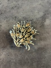 Vintage bouquet of white Enamel & Rhinestone Flower Cluster Brooch Pin