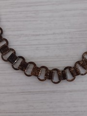 Antique NO CLASP Brass Bookchain Necklace Floral Stamped 14 1/2″