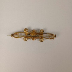 Antique Victorian Revival Turquoise Glass Bar Brooch Open C Clasp 2-1/4″