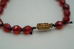 Vintage Cherry Amber Bakelite Faceted Oval Bead Necklace 29″ x 24mm-8mm JB46
