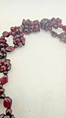 Vintage Garnet Beaded Necklace Burgundy Bohemian Cluster 27″ 77GR Estate