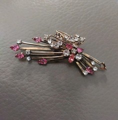 Phyllis 1940s 1950s 12K GF Rhinestone Flower Bouquet Brooch Pendant Convertible