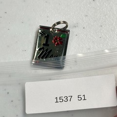 Vintage Pendant #1 Mom Silver Tone Enamel Mother’s Day Charm