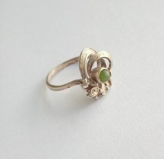 Vintage Ring Nephritie stone Sterling Silver 875 Star USSR time Jewelry size 7.5