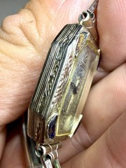 1920’s LADY IOCO 14K WHITE GOLD & SAPPHIRE WATCH W/ ORIGINAL 1/20 GF BAND -RARE!