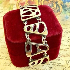 925 Sterling Silver Vintage East European Designer Bracelet – 6.75″ 33g -#1968