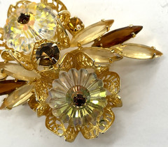 Juliana Delizza Elster Gold Tone Topaz Margarita Navette Brooch Earring Set