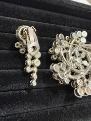 Vintage Juliana Blue & Aurora Borealis Snow Flake Set Brooch & Earrings Blue
